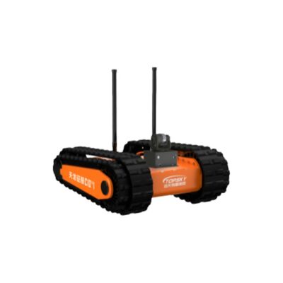 Firefighting reconnaissance robot with LIDAR rotary scanner, IP67 protection, and 3D modeling capability for hazardous environments